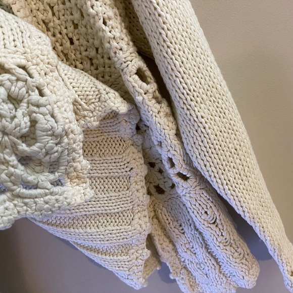 J. Jill 90s Cream Open-Knit Cardigan Cottagecore Handknit Coastalgrandma - Picture 5 of 8